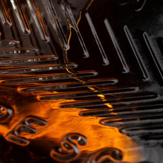 Macro shot of Lochlea whisky bottle