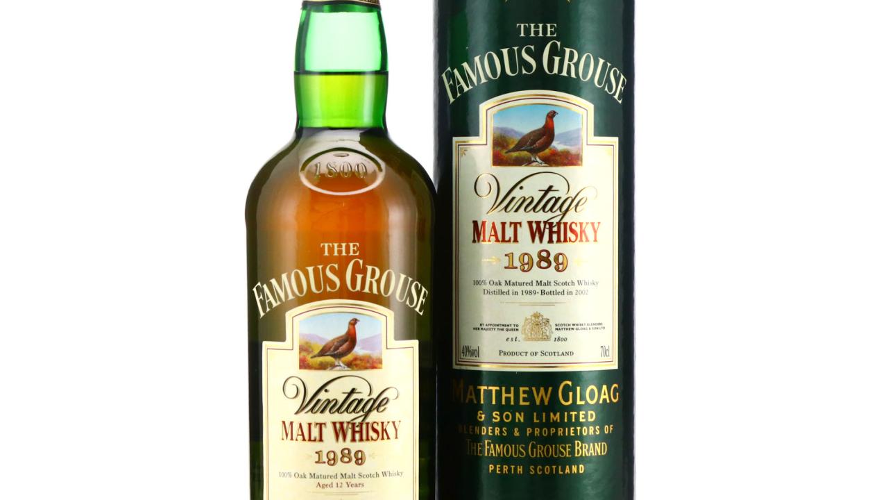 Famous Grouse 1989 Vintage Malt 12 Year Old Whisky | Whisky Auctioneer