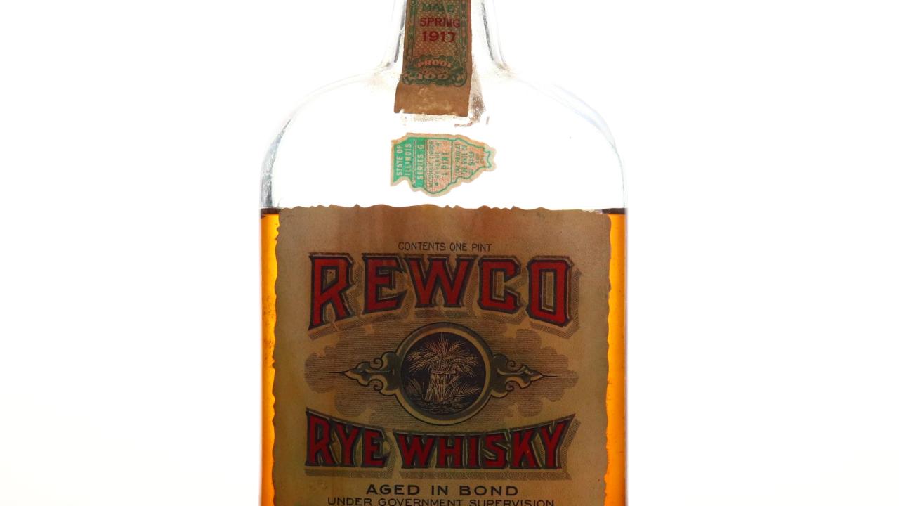Rewco 1917 Bottled in Bond Rye / Prohibition Era Bottling Whisky ...