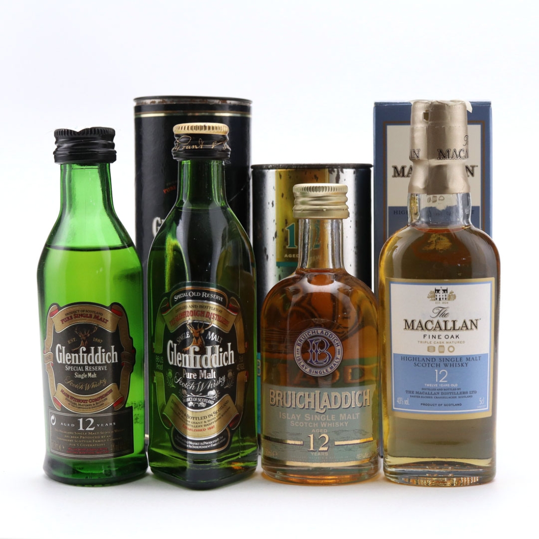 Single Malt Miniatures x 4 / includes Bruichladdich 12 Year Old