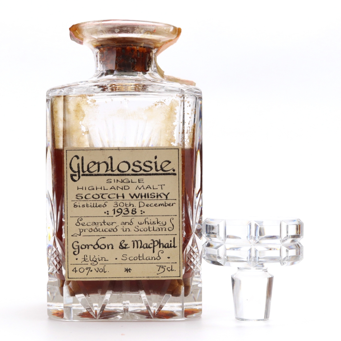 Glenlossie 1938 Gordon and MacPhail Decanter / Co. Pinerolo Import