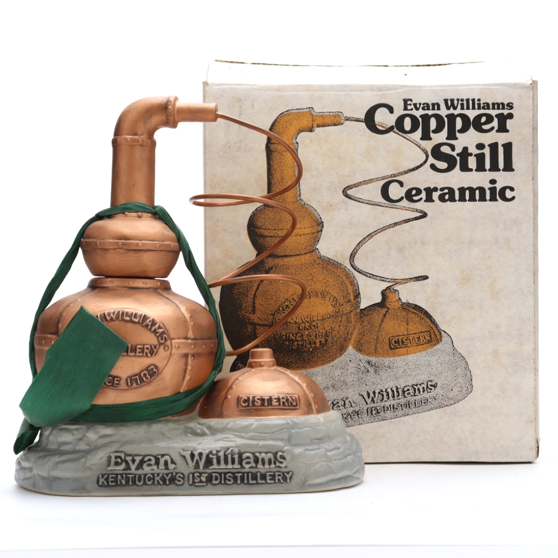 Evan Williams 7 Year Old Copper Still Ceramic Decanter 1980s
