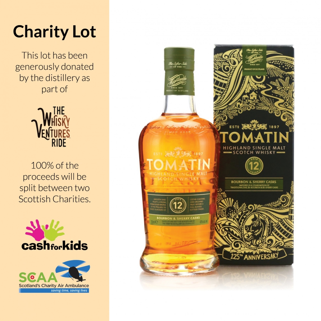Tomatin 12 Year Old Bourbon & Sherry Casks - Charity Lot