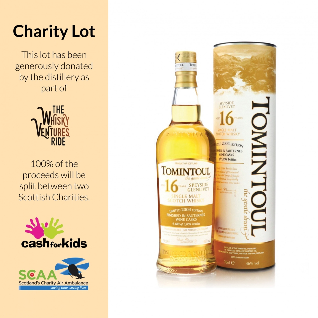 Tomintoul 2004 Sauternes Cask Finish 16 Year Old  - Charity Lot
