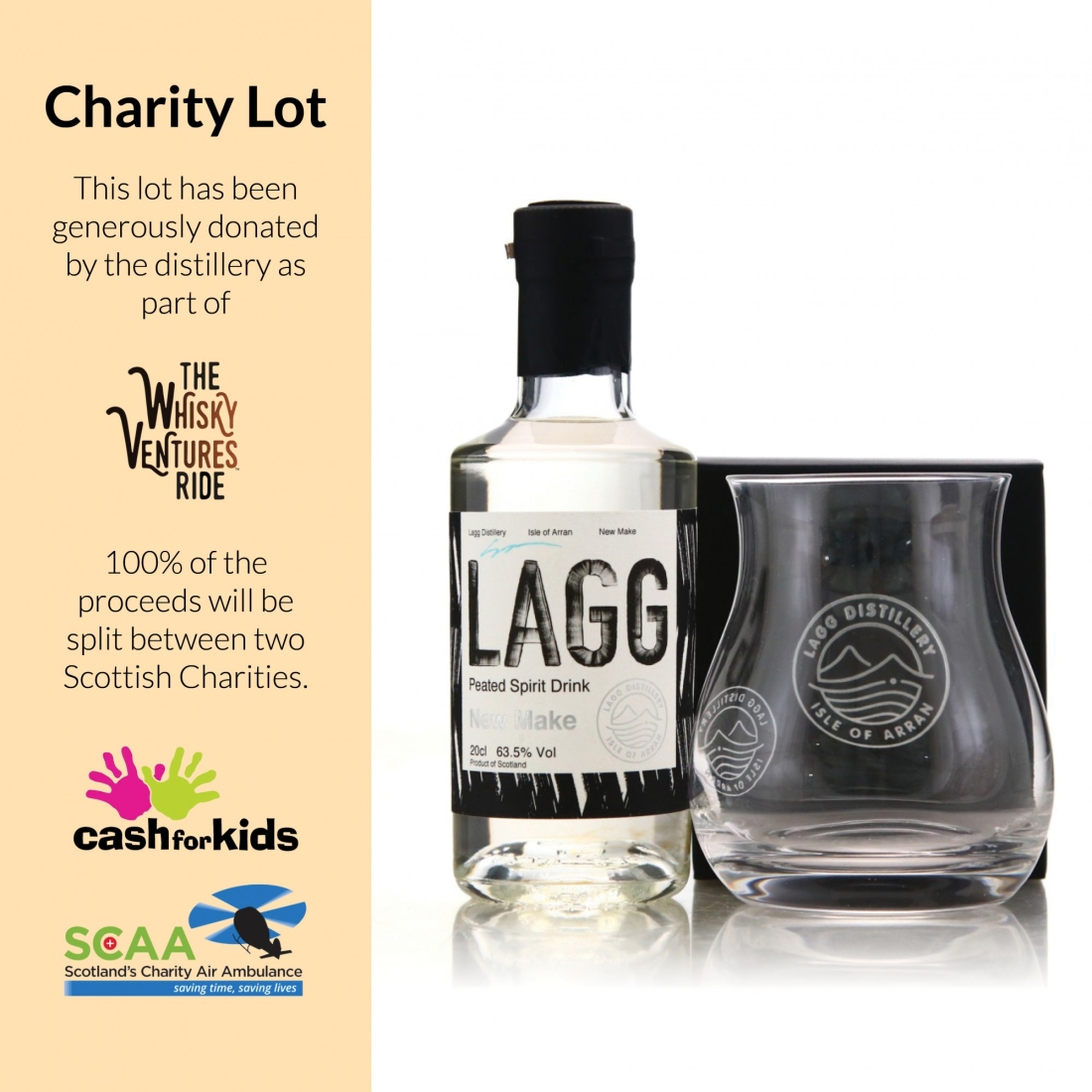 Lagg Peated New Make Spirit 20cl with Glass - Charity Lot