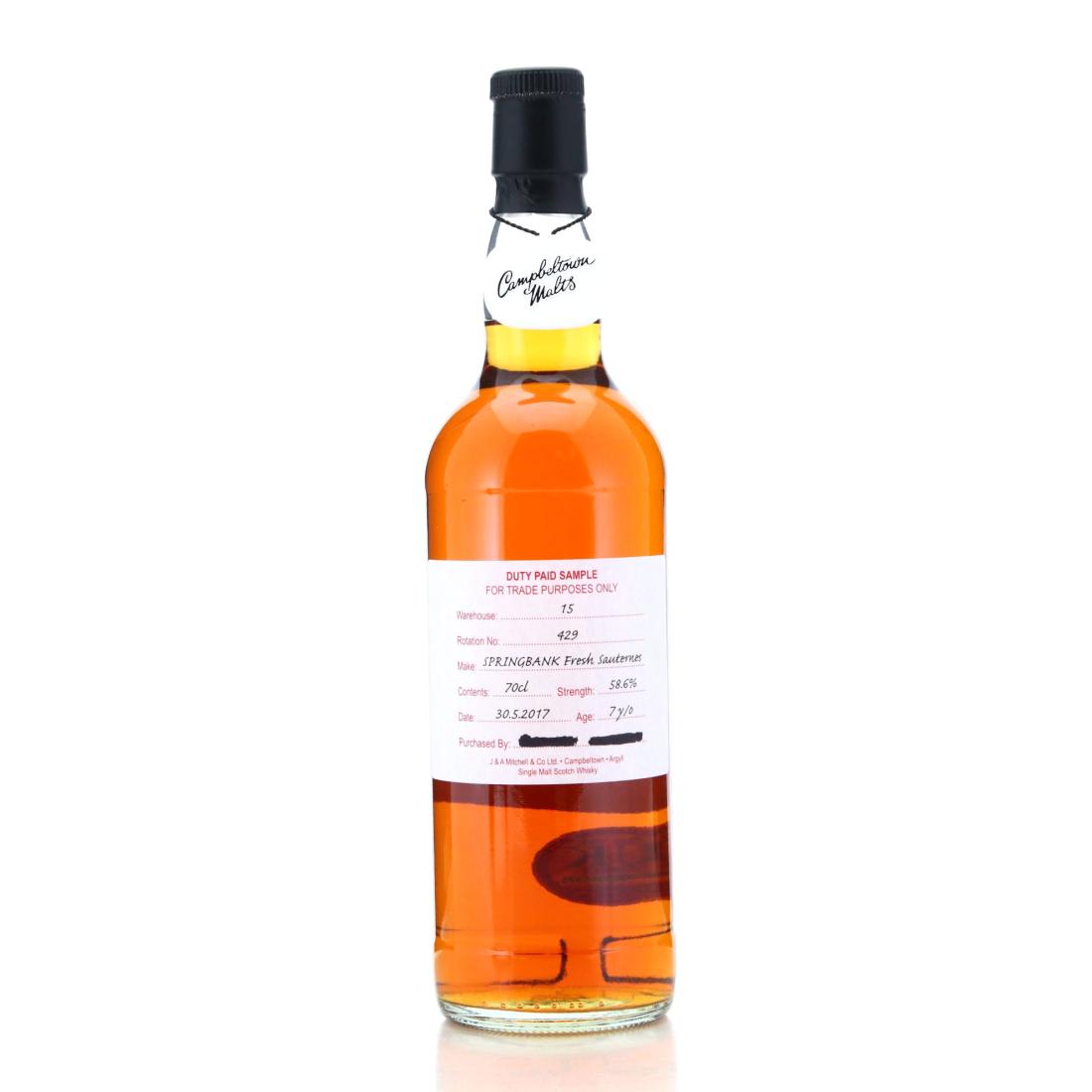 Image for Springbank 2017 Duty Paid Sample 7 Year Old - Fresh Sauternes
