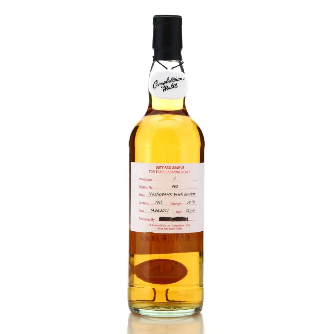 Image for Springbank 2011 Duty Paid Sample 12 Year Old - Fresh Bourbon