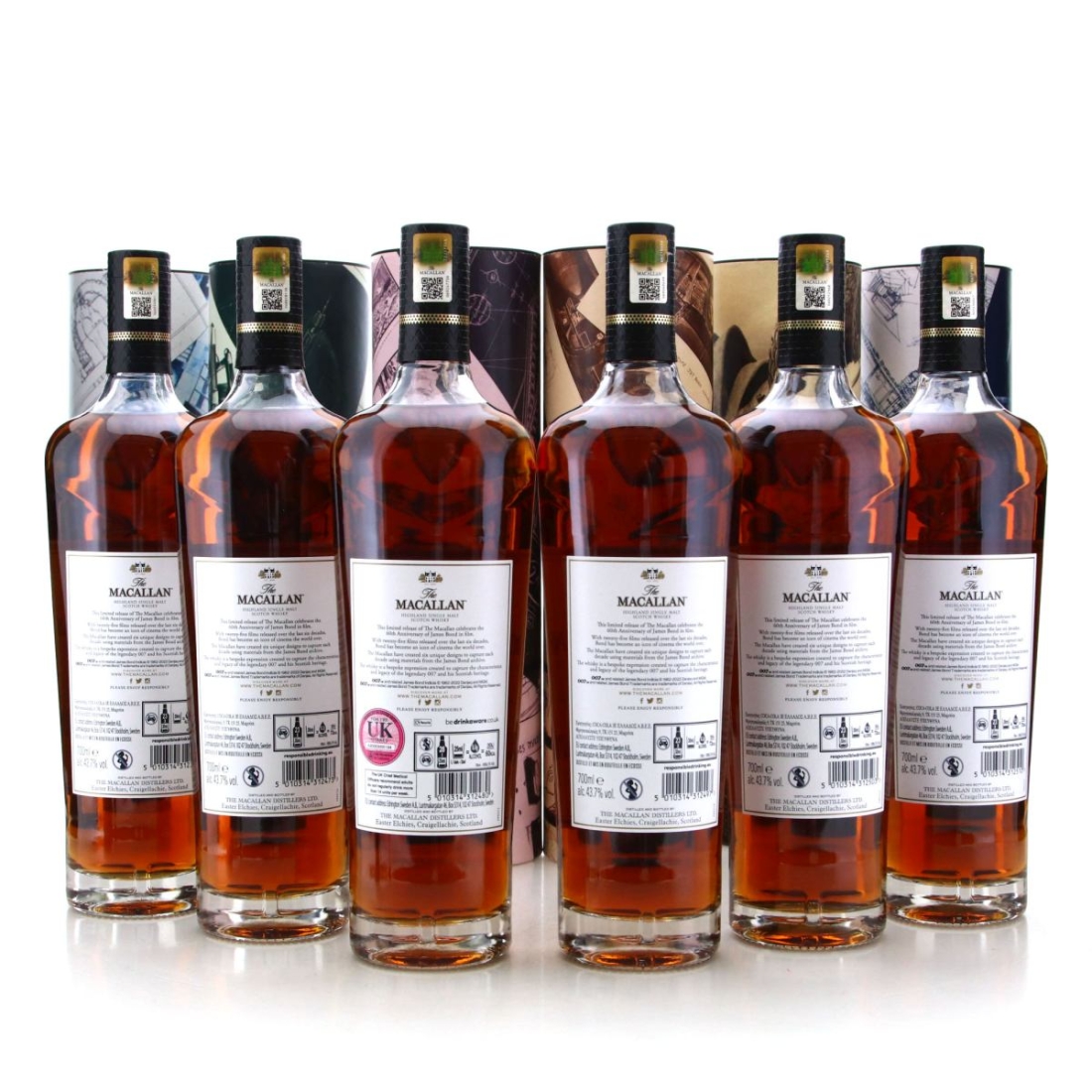 Image for Macallan James Bond 60th Anniversary Release x 6 / Decade 1-6