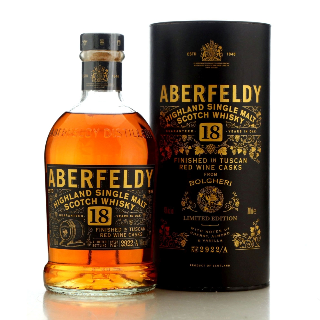 Image for Aberfeldy 18 Year Old Finished in Tuscan Red Wine Casks Batch No.2922/A