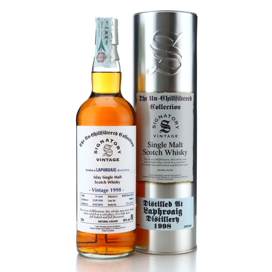 Image for Laphroaig 1998 The Un-Chillfiltered Collection 15 Year Old 
