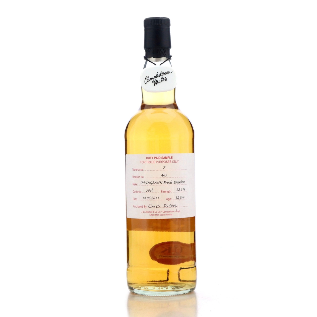 Image for Springbank 2011 Duty Paid Sample 12 Year Old - Fresh Bourbon