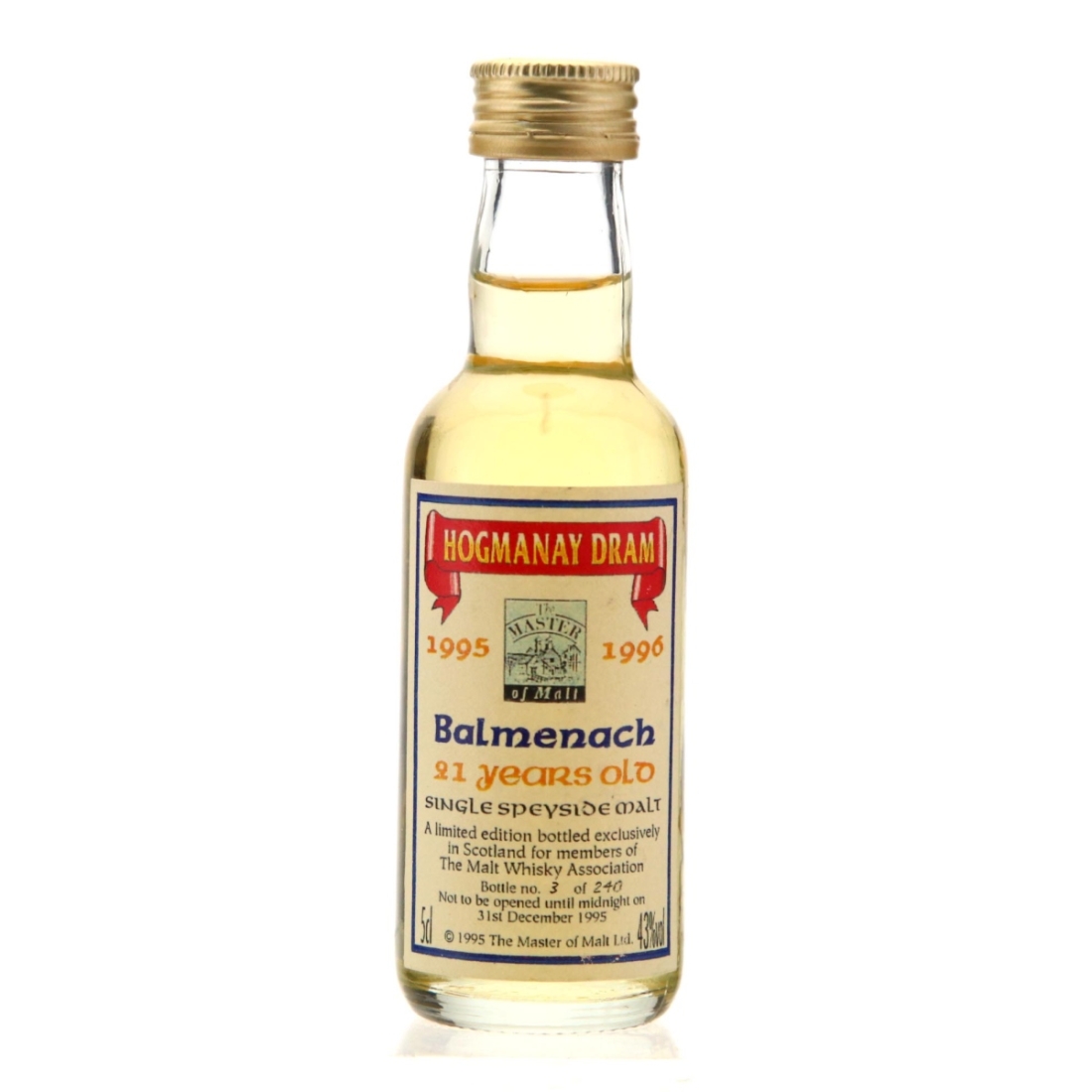 Image for Balmenach 21 Year Old Hogmanay Dram 1995 Miniature