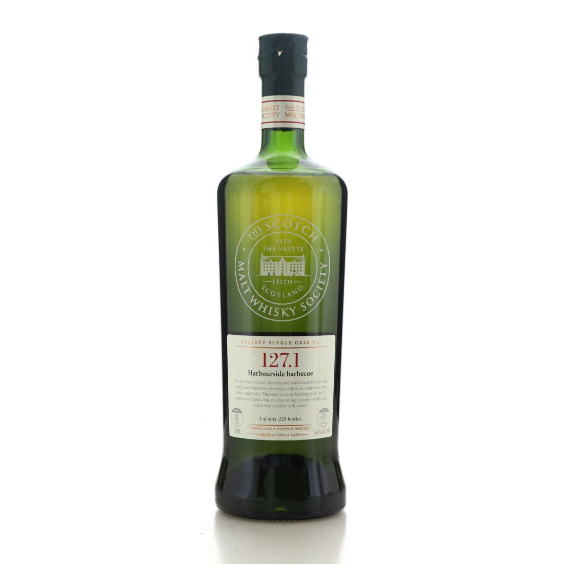 Bruichladdich Port Charlotte 'Harbourside barbecue' 8 Year Old, Bourbon Cask, Cask #127.1, 2002, The Scotch Malt Whisky Society, 66.5% whisky bottle