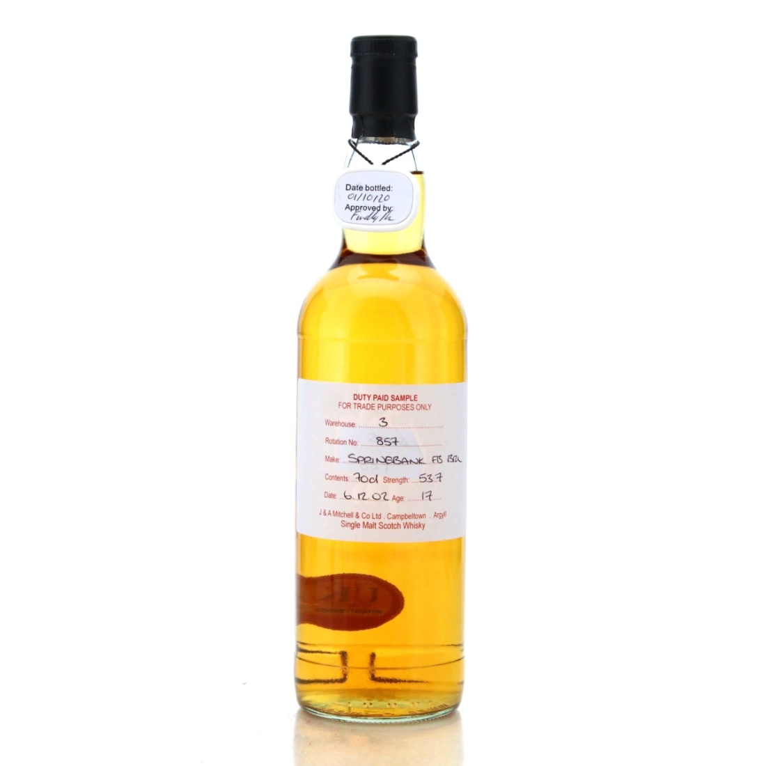 Image for Springbank 2002 Duty Paid Sample 17 Year Old - Fresh Bourbon