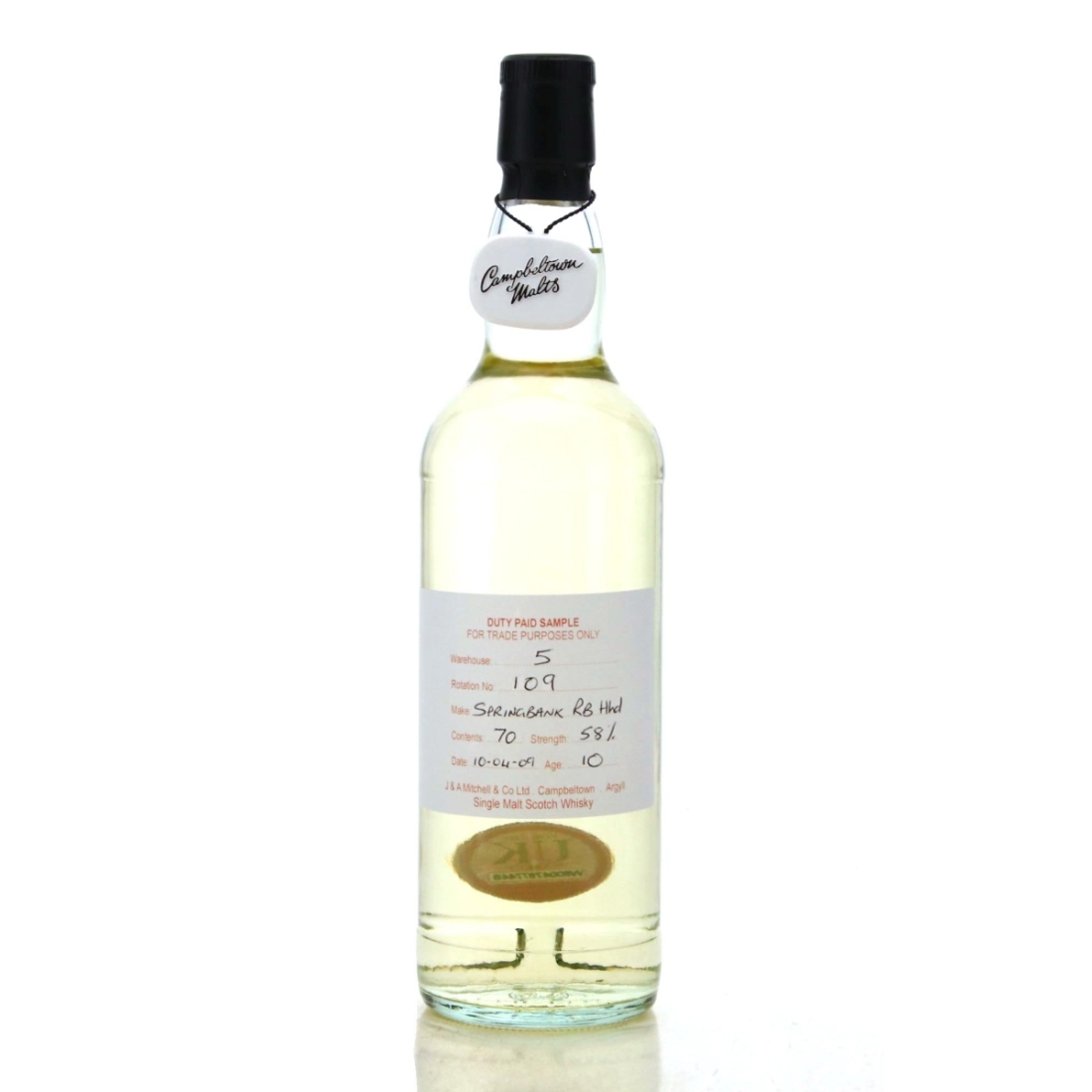 Image for Springbank 2009 Duty Paid Sample 10 Year Old - Refill Bourbon