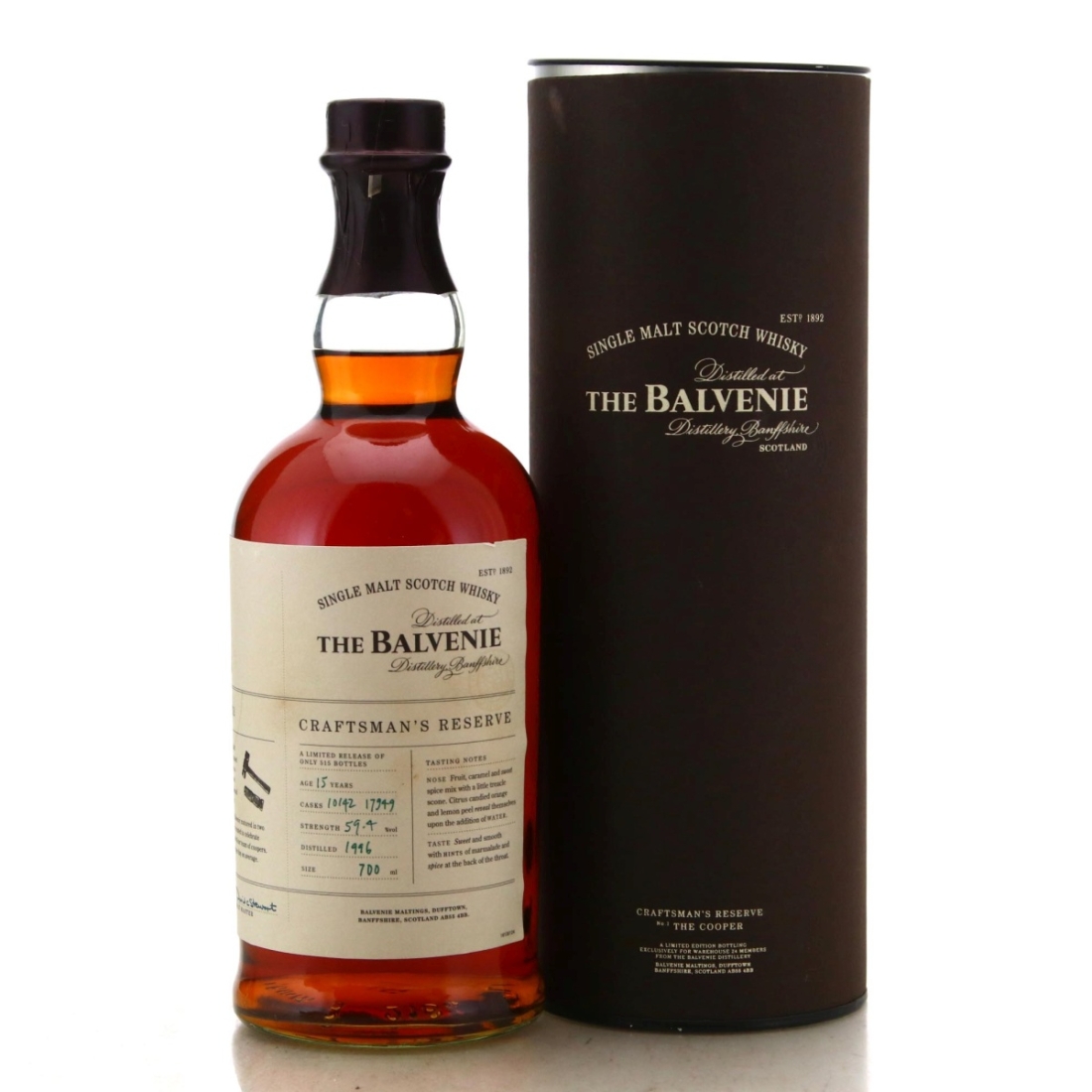 Image for Balvenie 1996 Craftsman's Reserve 15 Year Old - No.1 The Cooper
