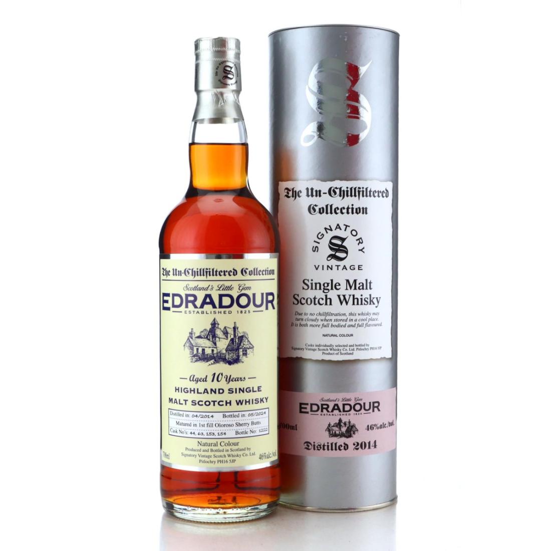 Edradour The Un-Chillfiltered Collection 10 Year Old, Cask #553 & 554, 2014, Signatory Vintage, 46% whisky bottle