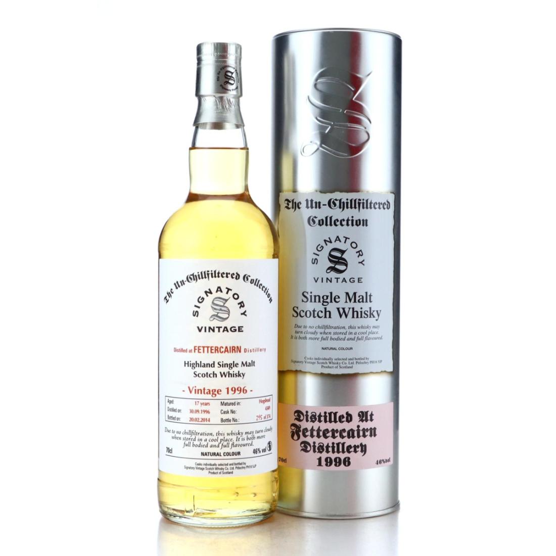 Fettercairn The Un-Chillfiltered Collection 17 Year Old, Cask #7777, 1996, Signatory Vintage, 46% whisky bottle