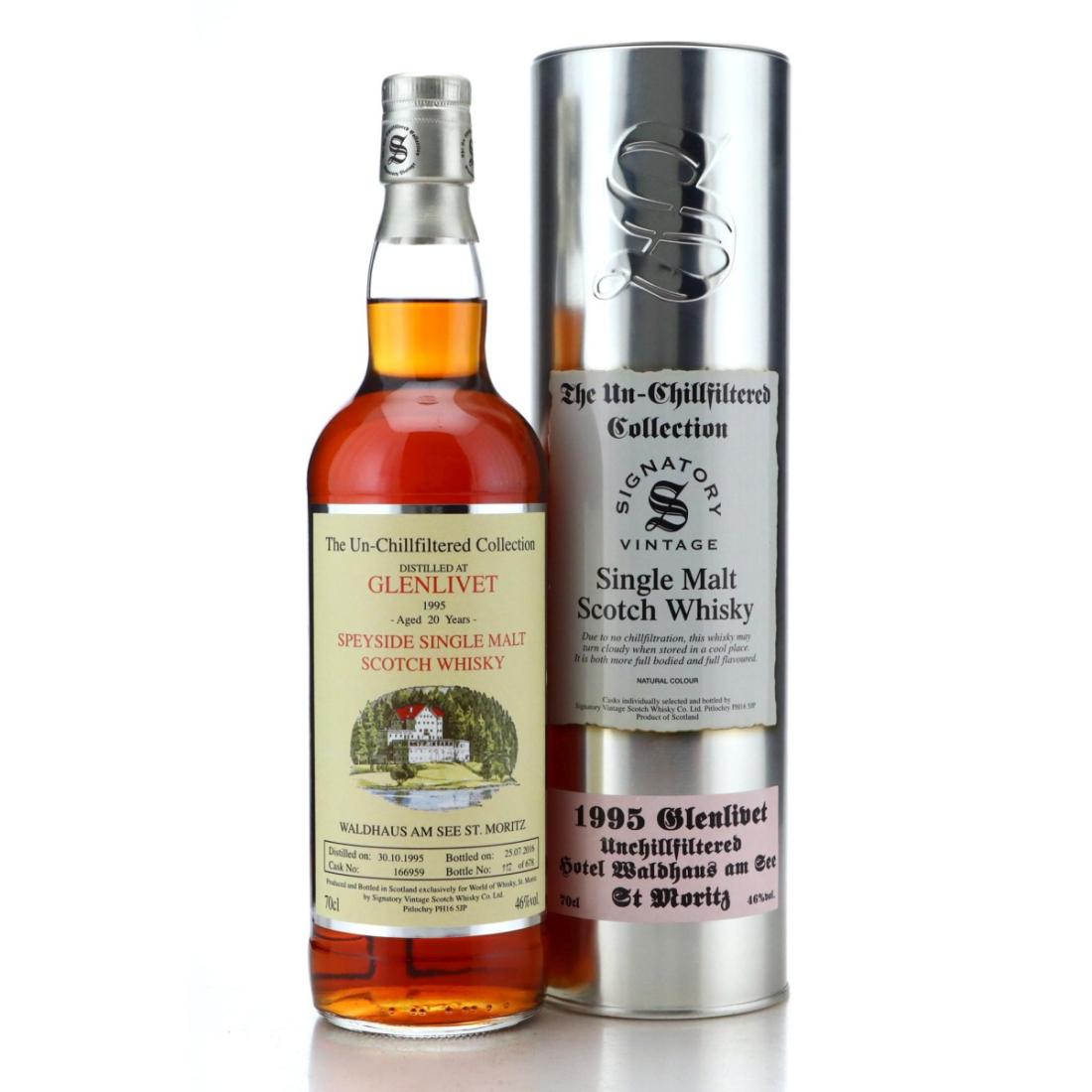 Glenlivet The Un-Chillfiltered Collection 20 Year Old, Cask #166959, 1995, Signatory Vintage, 46% whisky bottle