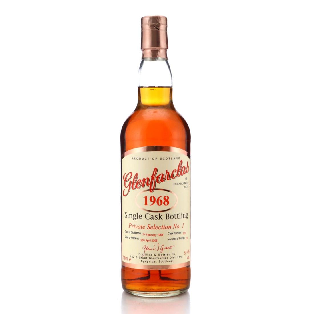 Glenfarclas 1968 Single Cask Bottling 37 Year Old, Sherry Cask, Cask #99, Private Selection No. 1, 2005, 51.4% whisky bottle