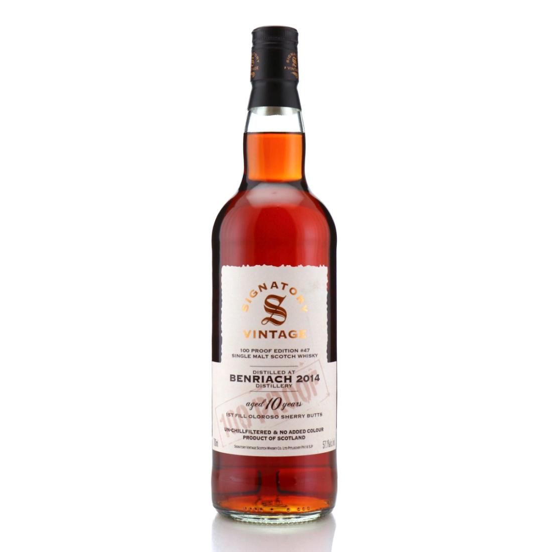 Benriach 100 Proof Edition No. 47 10 Year Old, Oloroso Sherry Cask, 2014, Signatory Vintage, 57.1% whisky bottle