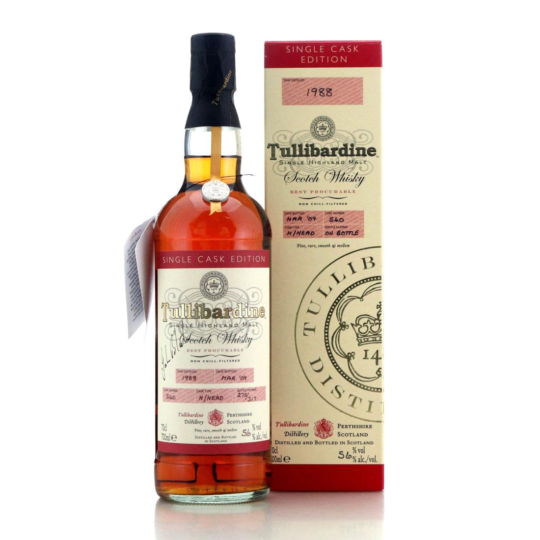 Tullibardine Single Cask Edition 21 Year Old, Hogshead Cask, Cask #540, 2009, 56% whisky bottle