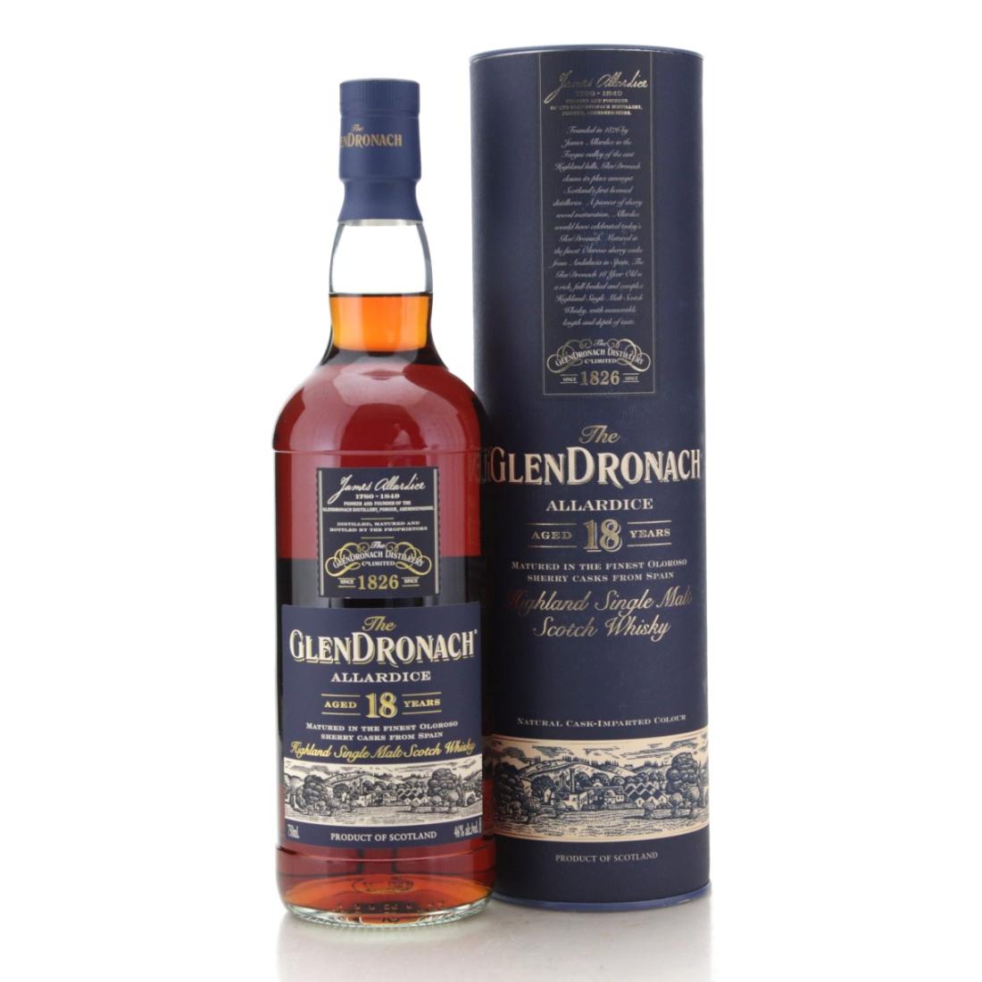 Glendronach Allardice 18 Year Old, Oloroso Sherry Cask, 2011, 46%, 75cl whisky bottle