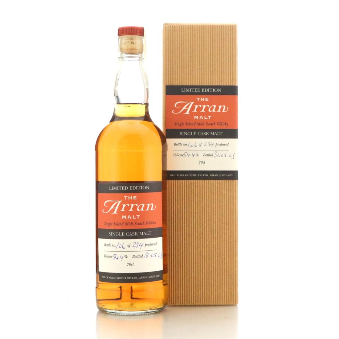 Arran Single Cask Malt 7 Year Old, Bourbon Cask, Cask #96/19, 2003, 54.4% whisky bottle