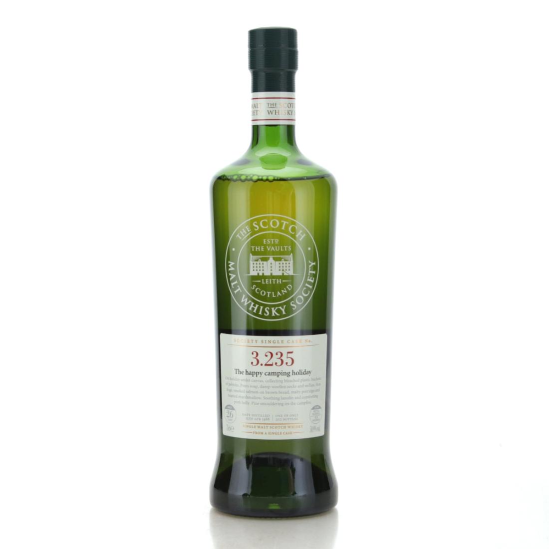 Bowmore The happy camping holiday 26 Year Old, Refill Ex-Bourbon Barrel Cask, Cask #3.235, 1988, The Scotch Malt Whisky Society, 50.9% whisky bottle