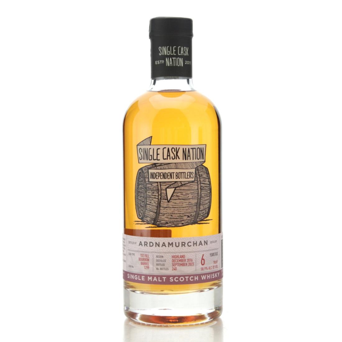 Ardnamurchan 6 Year Old, Bourbon Cask, Cask #1299, 2016, Single Cask Nation, 58.9% whisky bottle