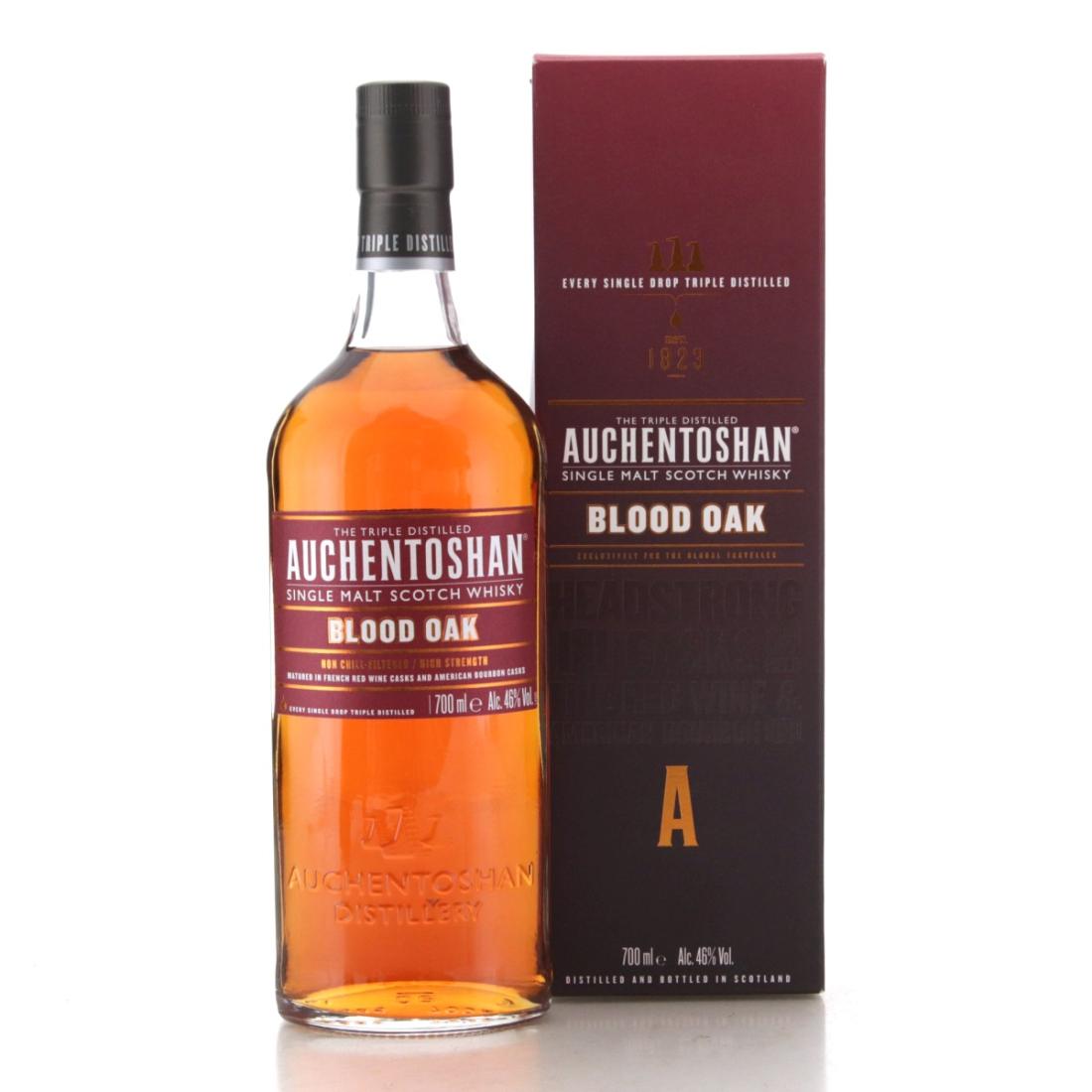 Auchentoshan Blood Oak, Bourbon & Red Wine Cask, 2015, 46% whisky bottle