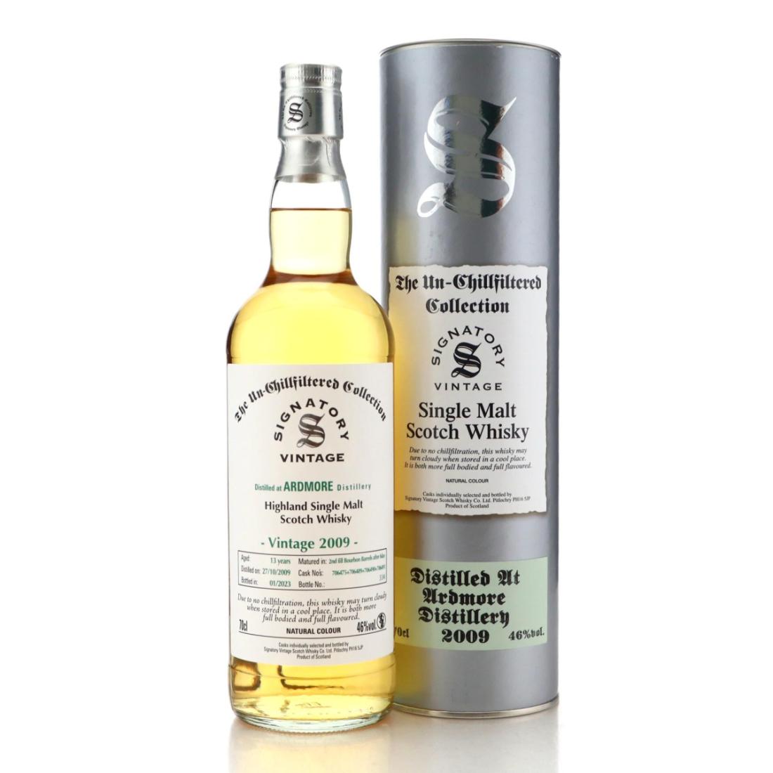 Ardmore The Un-Chillfiltered Collection 13 Year Old, Bourbon Cask, Cask #700445 & 700446 & 700447, 2009, Signatory Vintage, 46% whisky bottle