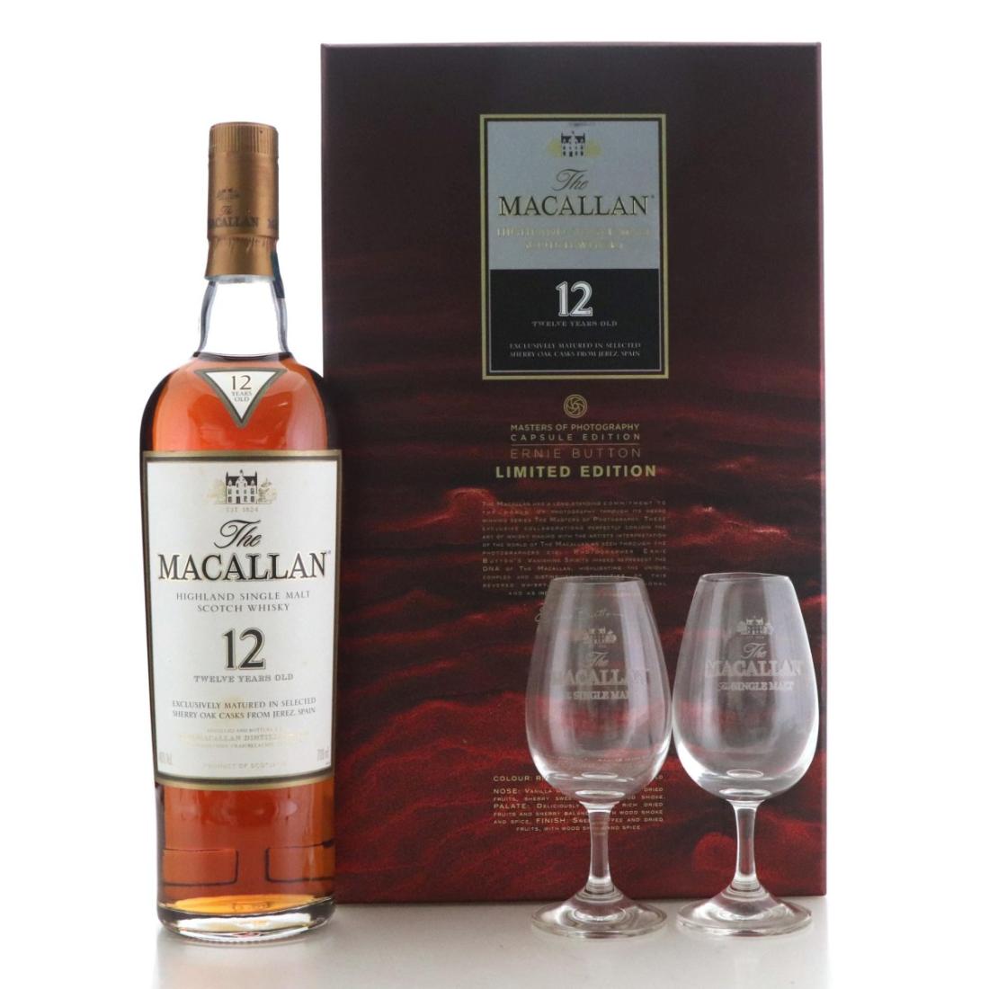 Macallan 12 Year Old Masters of Photography Ernie Button Glasses Gift Pack