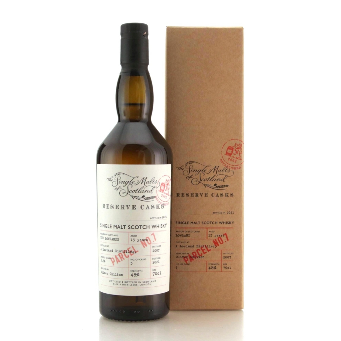 Image for Lowlands 2007 The Single Malts of Scotland 13 Year Old Reserve Casks - Parcel No.7