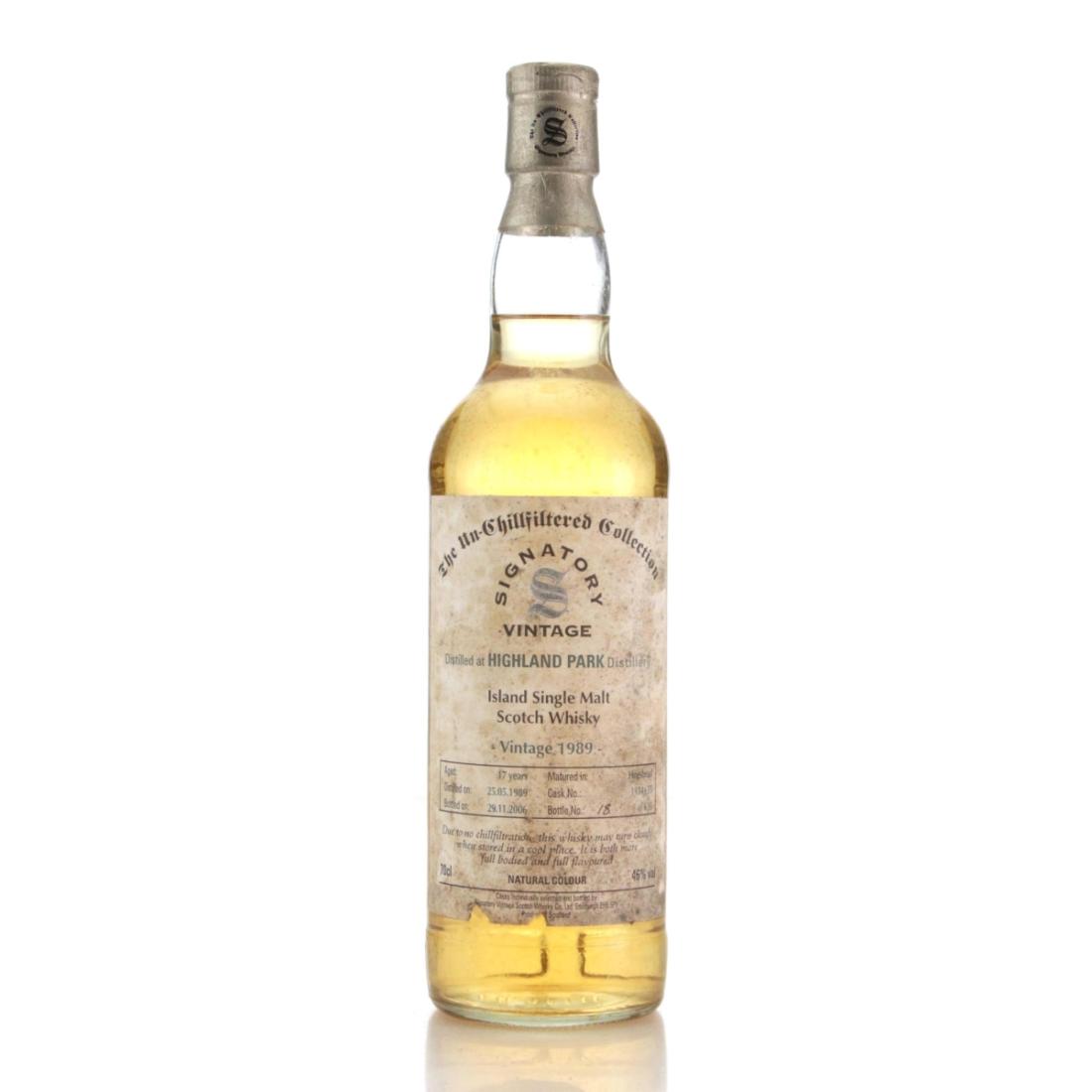 Highland Park Un-Chillfiltered Collection 17 Year Old, Bourbon Hogshead Cask, Cask #78, 1989, Signatory Vintage, 46% whisky bottle