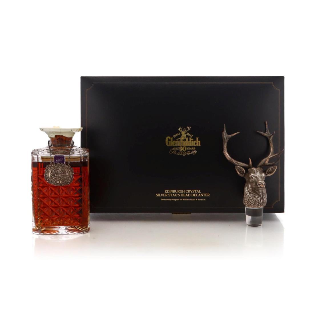 Glenfiddich 30 Silver Stags Head Crystal Decanter