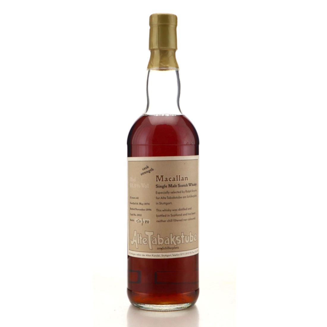 Image for Macallan 1974 AlteTabakstube 22 Year Old Cask Strength