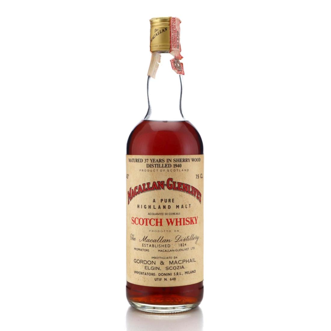 Macallan 37 Year Old, Sherry Cask, 1940, Gordon & MacPhail, 43% whisky bottle