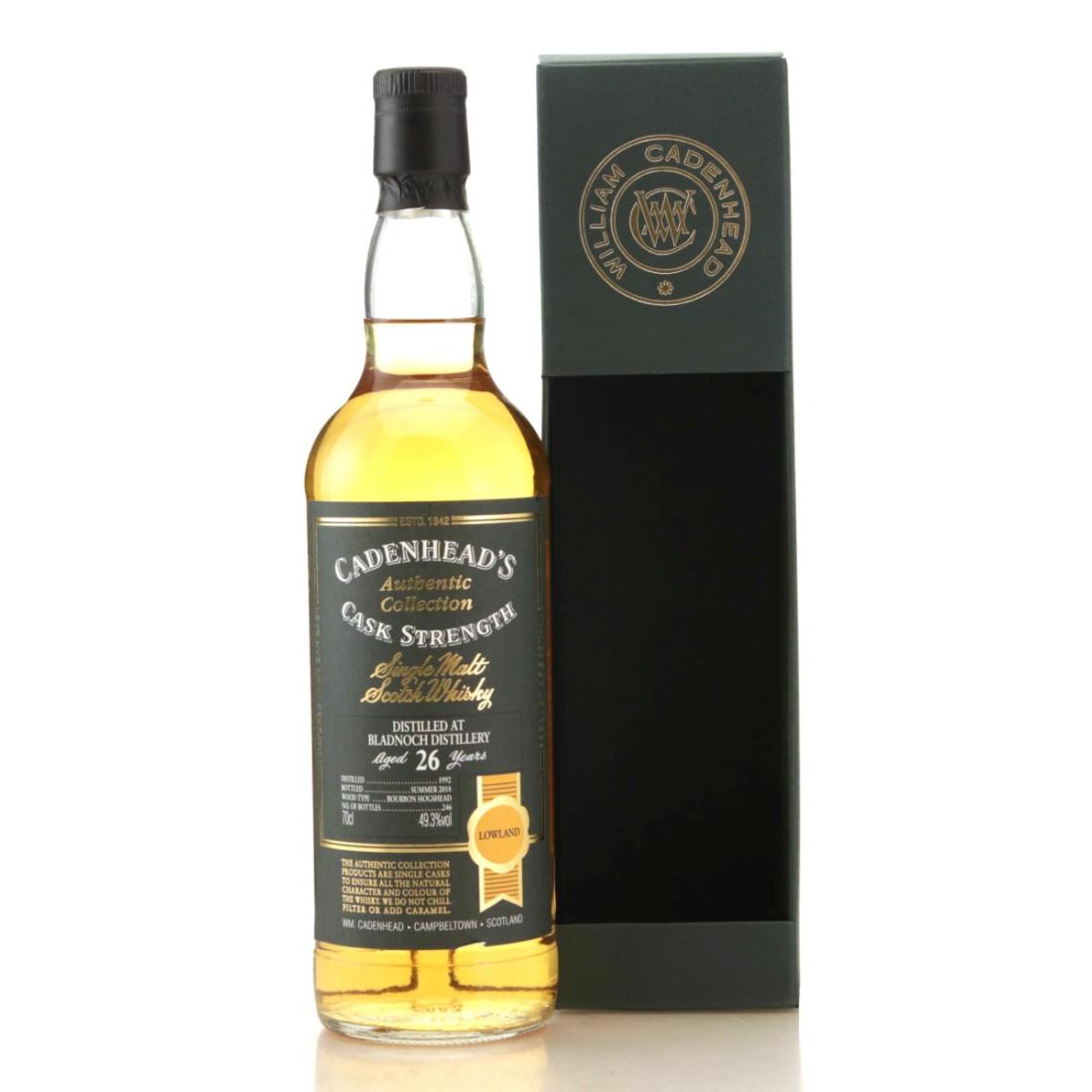 Bladnoch Authentic Collection 26 Year Old, Bourbon Hogshead Cask, 1992, Cadenhead's, 49.3% whisky bottle