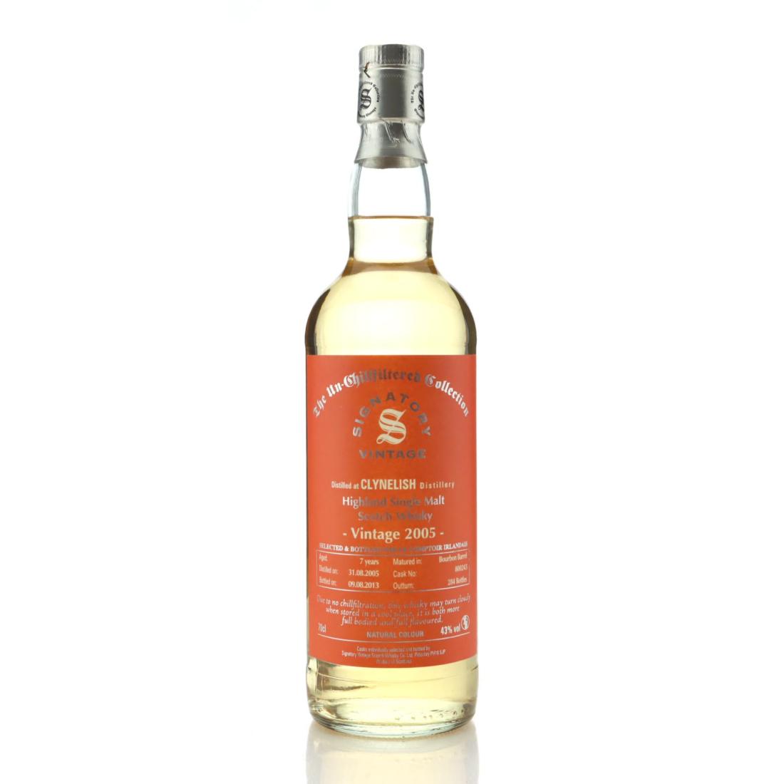 Clynelish The Un-Chillfiltered Collection 7 Year Old, Bourbon Barrel Cask, Cask #800252, 2005, Signatory Vintage, 43% whisky bottle