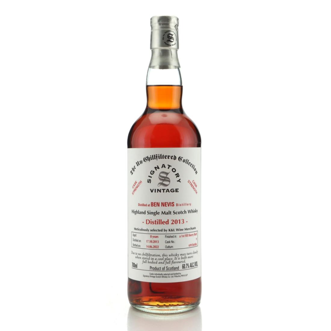 Ben Nevis The Un-Chillfiltered Collection 8 Year Old, Sherry Cask, Cask #1, 2013, Signatory Vintage, 60.7% whisky bottle