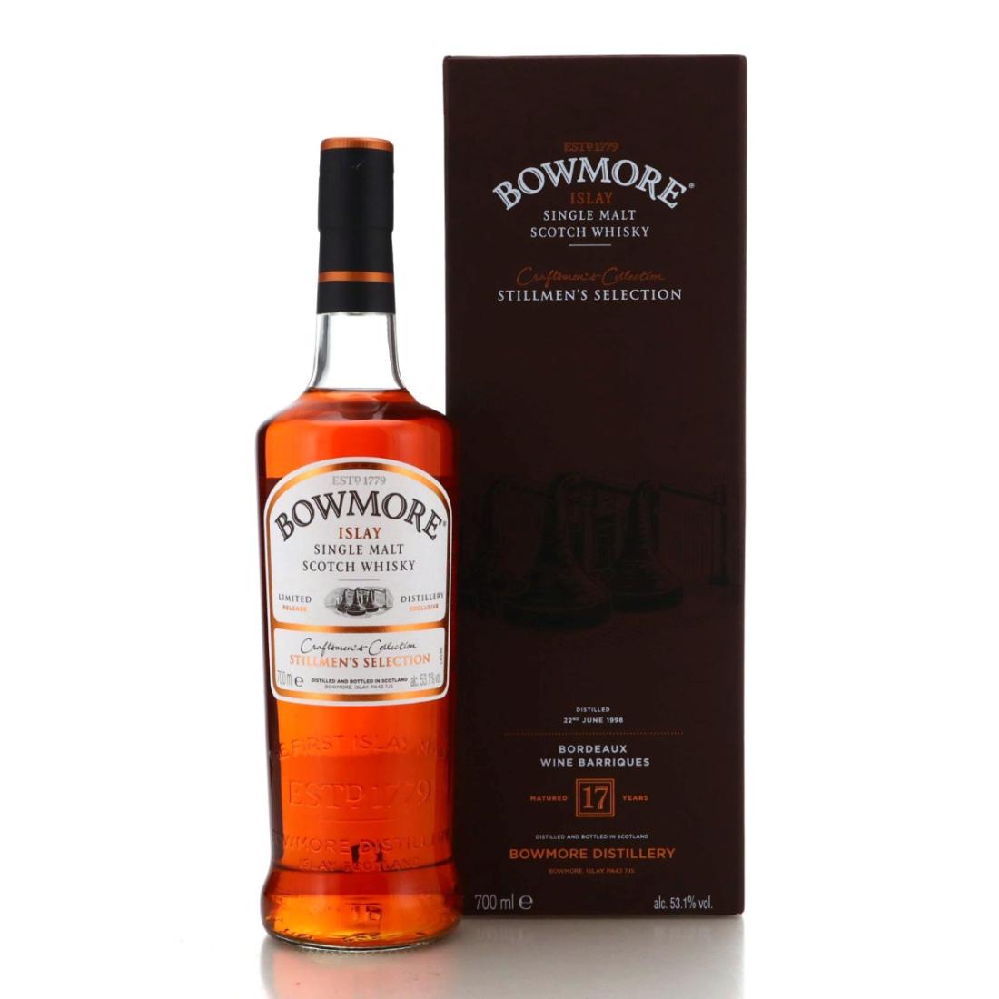 Bowmore Stillmen's Selection 17 Year Old, Bordeaux Wine Cask, 2016, 53.1% whisky bottle