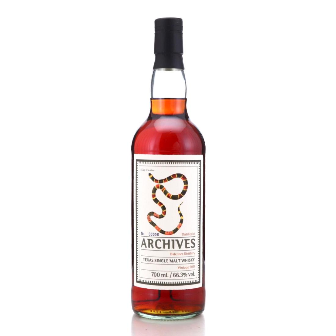 Balcones Archives 4 Year Old, French Virgin Oak Cask, Cask #15391, 2017, Archives, 66.3% whisky bottle