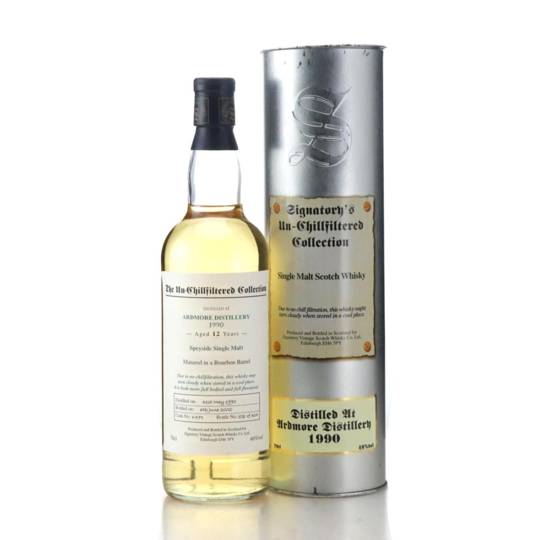 Ardmore The Un-Chillfiltered Collection 12 Year Old, Bourbon Cask, Cask #6391, 1990, Signatory Vintage, 46% whisky bottle