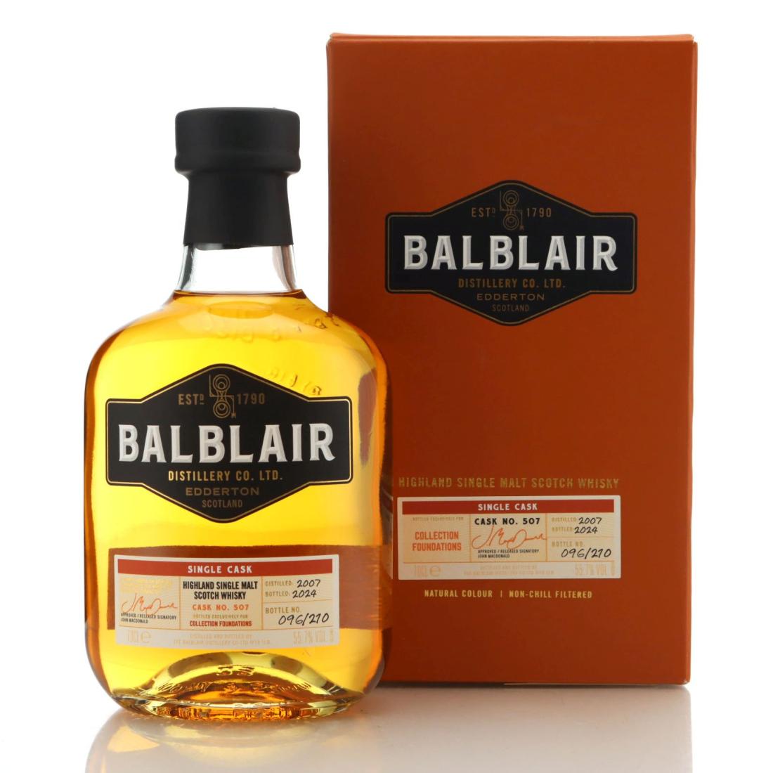 Balblair Foundations 16 Year Old, Bourbon Cask, Cask #507, 2024, 55.7% whisky bottle