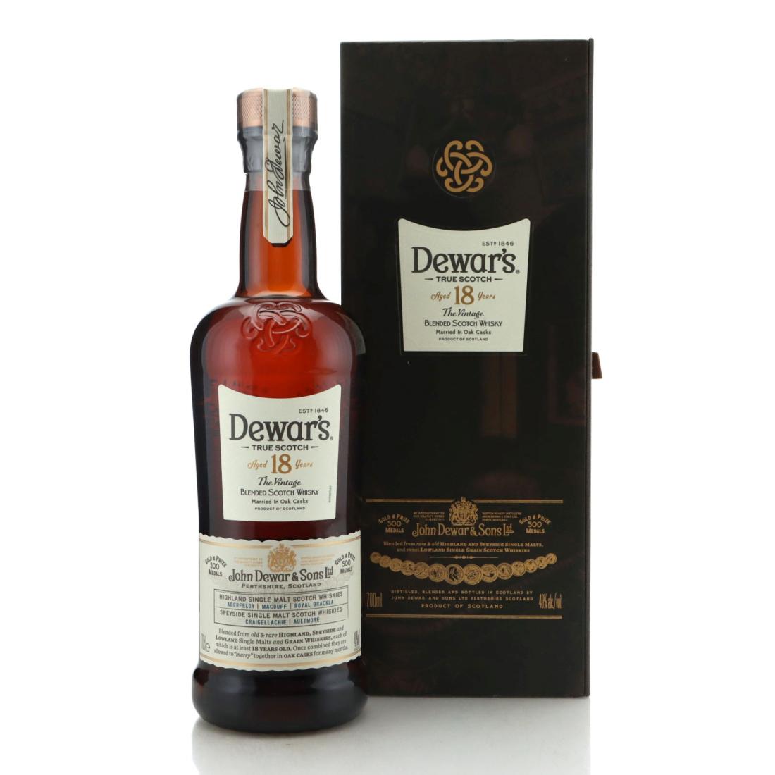 Dewar's The Vintage 18 Year Old, Oak Cask, 40%, 70cl whisky bottle