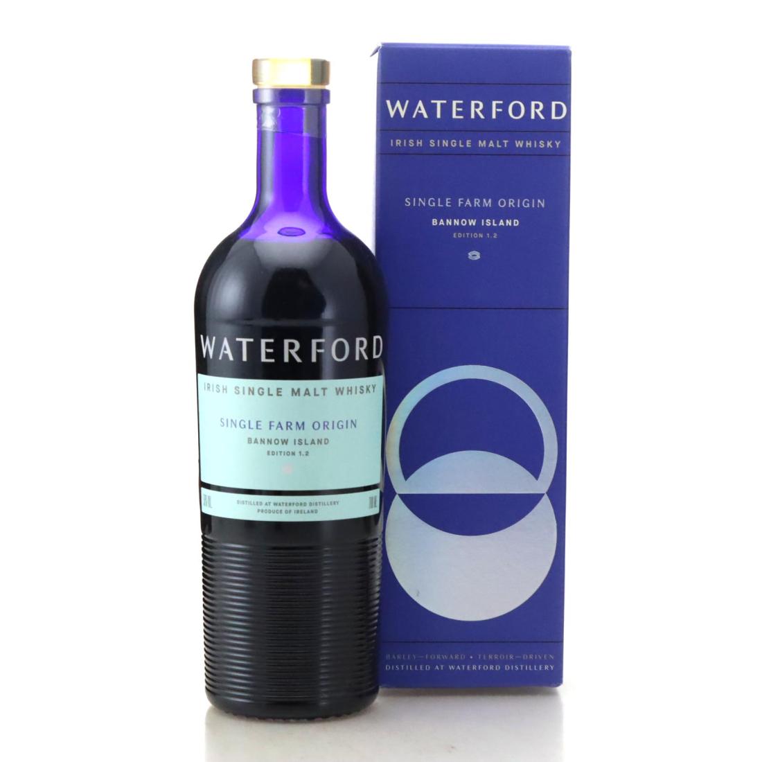Waterford Single Farm Origin Bannow Island Edition 1.2 4 Year Old, American Oak, Virgin Oak, French Oak, Vin Doux Naturel Cask, No. 1.2, 2020, 50% whisky bottle