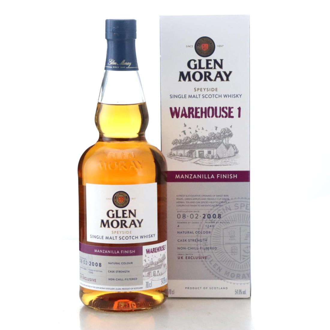 Glen Moray 2008 - Manzanilla Finish - Warehouse 1 Release 13 Year Old, Bourbon & Manzanilla Sherry Cask, 2021, 54.6% whisky bottle