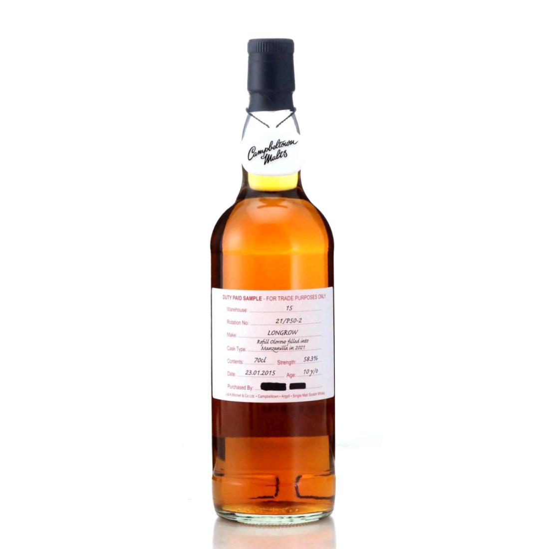 Longrow 2015 Duty Paid Sample 10 Year Old Manzanilla Finish