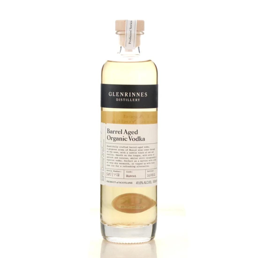 Glenrinnes Barrel Aged Organic Vodka, Muscat Cask, 2021, 41.6% whisky bottle